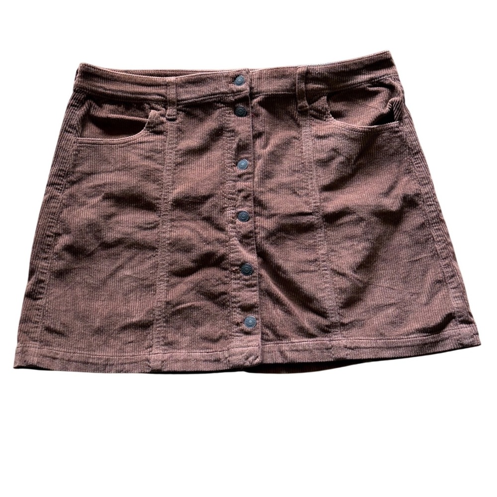 Brown Corduroy Mini Skirt Super Hi-Rise A-Line Button Frontβ 16 90s Inspired